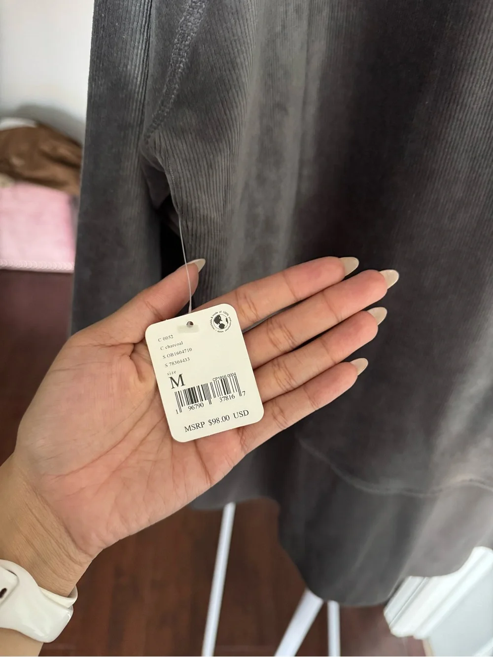 NWT FP Movement by Free People Gray Velvet Cowl Sweatshirt
